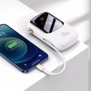 Baseus Akupank 20000mAh Qpow Pro - USB + Type C - PD 20W with Lightning kaabel (PPQD060202) valge