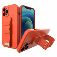 Köiega ümbris geeliga ümbris koos paelaketi käekoti paelaga iPhone 12 Pro Max punane