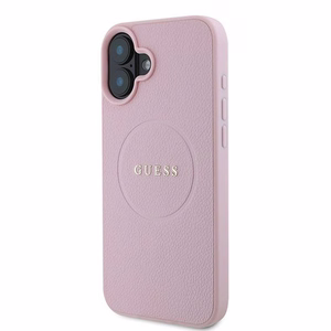 Чехол Guess Grained Gold Ring MagSafe для iPhone 16 Plus - розовый