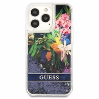 Guess GUHCP13LLFLSB iPhone 13 Pro / 13 6.1" sinine/sinine kõvakaane Lille vedel Glitter