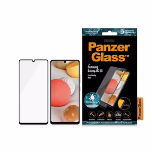 PanzerGlass E2E Super+ antibacterial karastatud klaas jaoks Samsung Galaxy A42 5G - with must raamiga