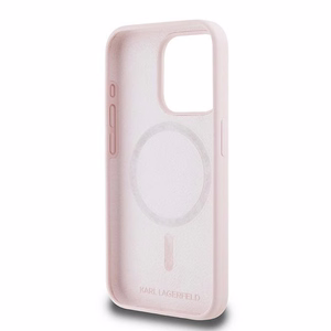 Силиконовый чехол Karl Lagerfeld Karl&Choupette MagSafe для iPhone 15 Pro Max - розовый