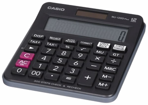 CASIO kontorikalkulaator MJ-120D PLUS must , 12-kohaline ekraan