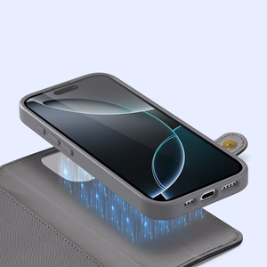 Dux Ducis Lawa Leather Ümbris jaoks iPhone 16 Pro Max with Detachable Magnetic Wallet - Hall