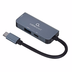 Gembird A-CM-COMBO3-02 USB Type-C 3-in-1 mitmepordine adapter (USB port + HDMI + PD), hõbedane