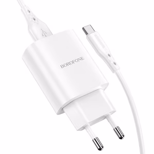 Borofone Wall laadija BN1 Innovative - USB - 2,1A with USB to Type C valge