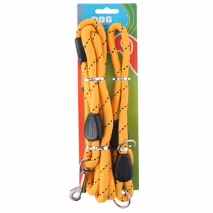 Dog leash, 150 cm, with 45 cm collar, Yellow