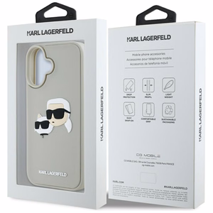 Karl Lagerfeld HC 3D Rubber Double Heads iPhone 16 Ümbris - Beige