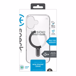 Speck Presidio Perfect-Clear MagSafe'i ja ClickLocki toega ümbris iPhone 16-le, Clear/Chrome