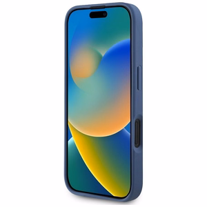 Guess Grained Printed Flower Pattern MagSafe ümbris jaoks iPhone 16 sinine