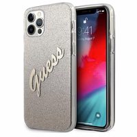 Guess GUHCP12LPCUGLSGO iPhone 12 Pro Max 6.7" kuldne/kuldne kõvakaane Glitter Gradient Script