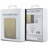Guess MagSafe 4G Strassed Metal Logo induktsiooni elektripank 15W 5000mAh - kuldne