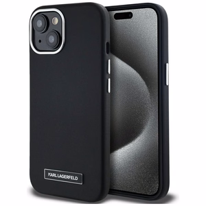 Karl Lagerfeld FW Metal Plate MagSafe iPhone 15 Ümbris - Must