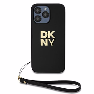 DKNY Wrist Strap Stock Logo ümbris jaoks iPhone 15 Pro Max - must