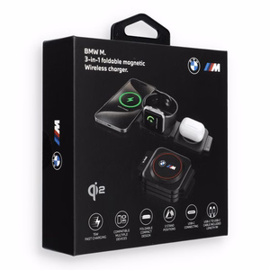 BMW M Qi2 kolm ühes juhtmevaba laadija, 15 W, trükitud logo, punane