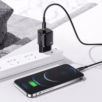 USAMS võrgulaadija 1xUSB-C T36 mini 20W (ainult pea) PD3.0 kiirlaadimine must CC124TC01 (US-CC124)