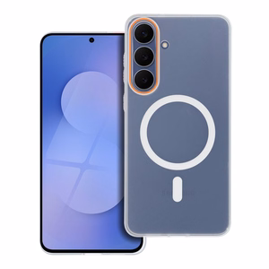 Чехол Samsung A27 Go Orange совместимый с MagSafe прозрачный