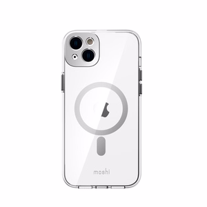Moshi iGlaze ümbris seadmele iPhone 14 Plus, MagSafe'iga ühilduv, läbipaistev Luna Silver detailidega