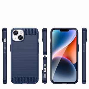 Чехол Carbon для iPhone 14 Plus гибкая гелевая задняя крышка синий