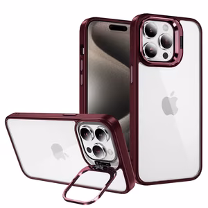 Tel Protect Kickstand Ümbris + camera glass (lens) jaoks Iphone 14 Pro burgundia