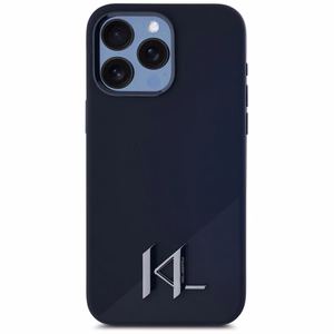 Чехол Karl Lagerfeld для iPhone 15 Pro Max совместимый с MagSafe KLHMP15XSCMKMPCK (Silicone Initial Metal Logo) чёрный
