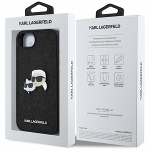 Karl Lagerfeld Fixed Glitter Karl&Choupette Heads Metal Pin iPhone 16e Ümbris - Must
