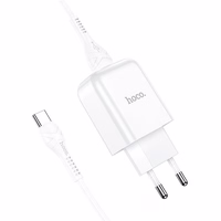 Phone Laadija Hoco USB A 2A 10W + Kaabel USB A to USB C N2 valge