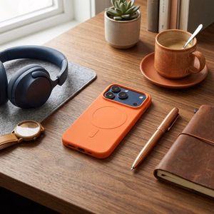 Silikoonist Mag Cover ümbris mudelile iPhone 17 Pro / 18 Pro, MagSafe'iga ühilduv suure kaameraavaga – oranž
