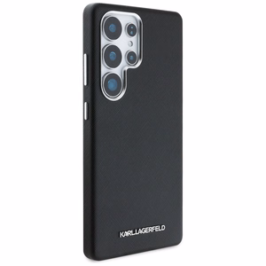 Karl Lagerfeld Saffiano Full Wrapped Elongated Metal Logo MagSafe Ümbris jaoks Samsung Galaxy S25 Ultra - must