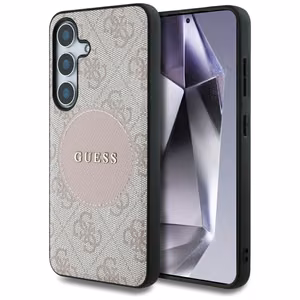 Guess 4G Round Patch Classic Logo MagSafe Ümbris jaoks Samsung Galaxy S25 Plus roosa