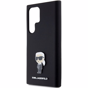 Karl Lagerfeld Silicone Ikonik Metal Pin ümbris jaoks Samsung Galaxy S23 Ultra - must