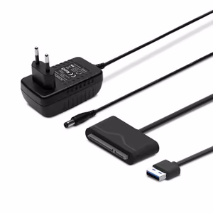 SAVIO AK-39 USB 3.0 – SATA III adapter 3,5″/2,5″ draividele koos toiteplokiga, must