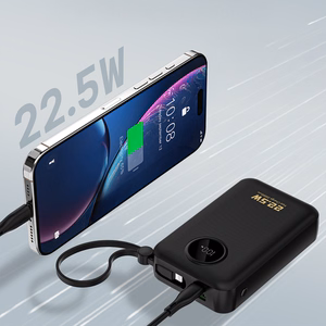 Dudao K14+ akupank 20000mAh 22.5W USB-C / USB-A / sisseehitatud Lightning ja USB-C kaablid - must