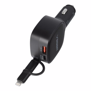 Автомобильное зарядное устройство Veger USB C + кабель USB C / Lightning QC PD 84W CC89 чёрное