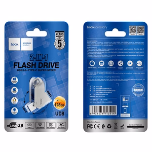 Pendrive 128GB USB 3.0 (USB A + USB C) Hoco UD8 nickel
