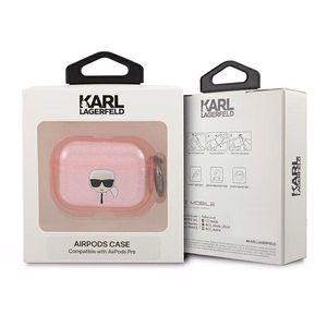Karl Lagerfeld Glitter Karl's Head ümbris AirPods Pro jaoks - roosa