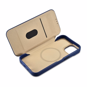 Чехол iCarer CE Premium Leather Folio для iPhone 14 Plus магнитный с откидной крышкой MagSafe синий