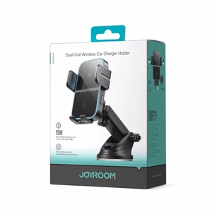 Autohoidik Joyroom JR-ZS246 S must / (juhtmevaba laadimine 15W) (mitte-magnetiline / kleepuv alus)