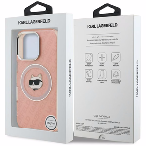 Karl Lagerfeld IML Choupette Head Logo MagSafe Ümbris iPhone 16 Pro - roosa