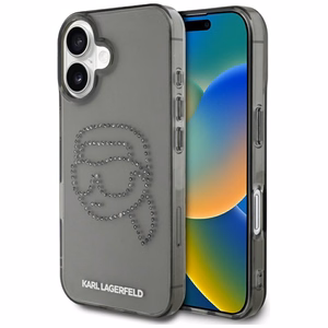 Karl Lagerfeld IML Rhinestones Karl Head Ümbris jaoks iPhone 16 must