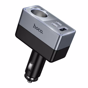 Autolaadija Hoco 1xUSB A + 2xUSB C+1x sigaretisüütaja pordid PD QC3.0 max 165W/24V Z65A must