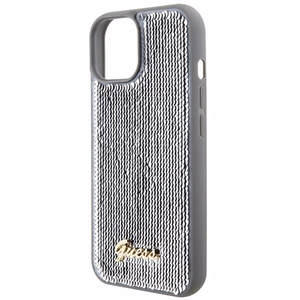 Guess чехол для iPhone 13 / 14 / 15 GUHCP15SPSFDGSS (Sequin Script Metal) серебряный