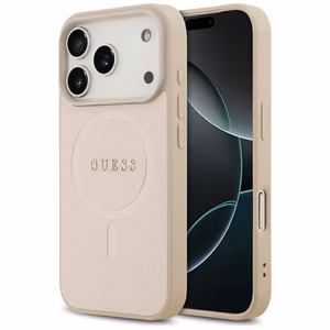 Guess Saffiano Classic Logo MagSafe Ümbris jaoks iPhone 17 Pro - Roosa