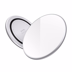 Crong PowerSpot Qi 15 W USB-C juhtmevaba laadija karastatud klaasist kattega, hõbedane ja valge