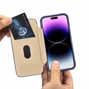 iCarer CE Premium Leather Folio Case iPhone 14 Pro Magnetic Flip Leather Folio Case MagSafe Blue (WMI14220714-BU)