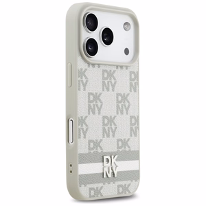 DKNY Checkered with Printed Stripes iPhone 17 Pro Ümbris - Beige