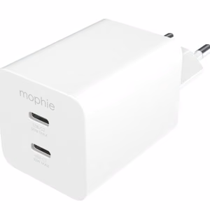mophie Essentials Power Adapter Dual USB-C PD 50W EU, valge