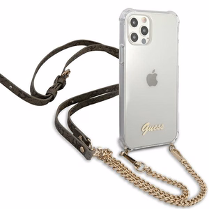 Guess GUHCP12MKC4GSGO iPhone 12/12 Pro 6.1" прозрачный жёсткий чехол 4G Gold Chain