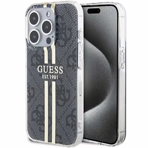 GUESS ümbris jaoks IPHONE 15 Pro GUHCP15LH4PSEGK (4G kuldne Stripe) must