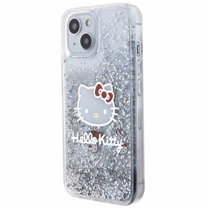 Hello Kitty Liquid Glitter Charms Kitty Head ümbris jaoks iPhone 14 - hõbedane